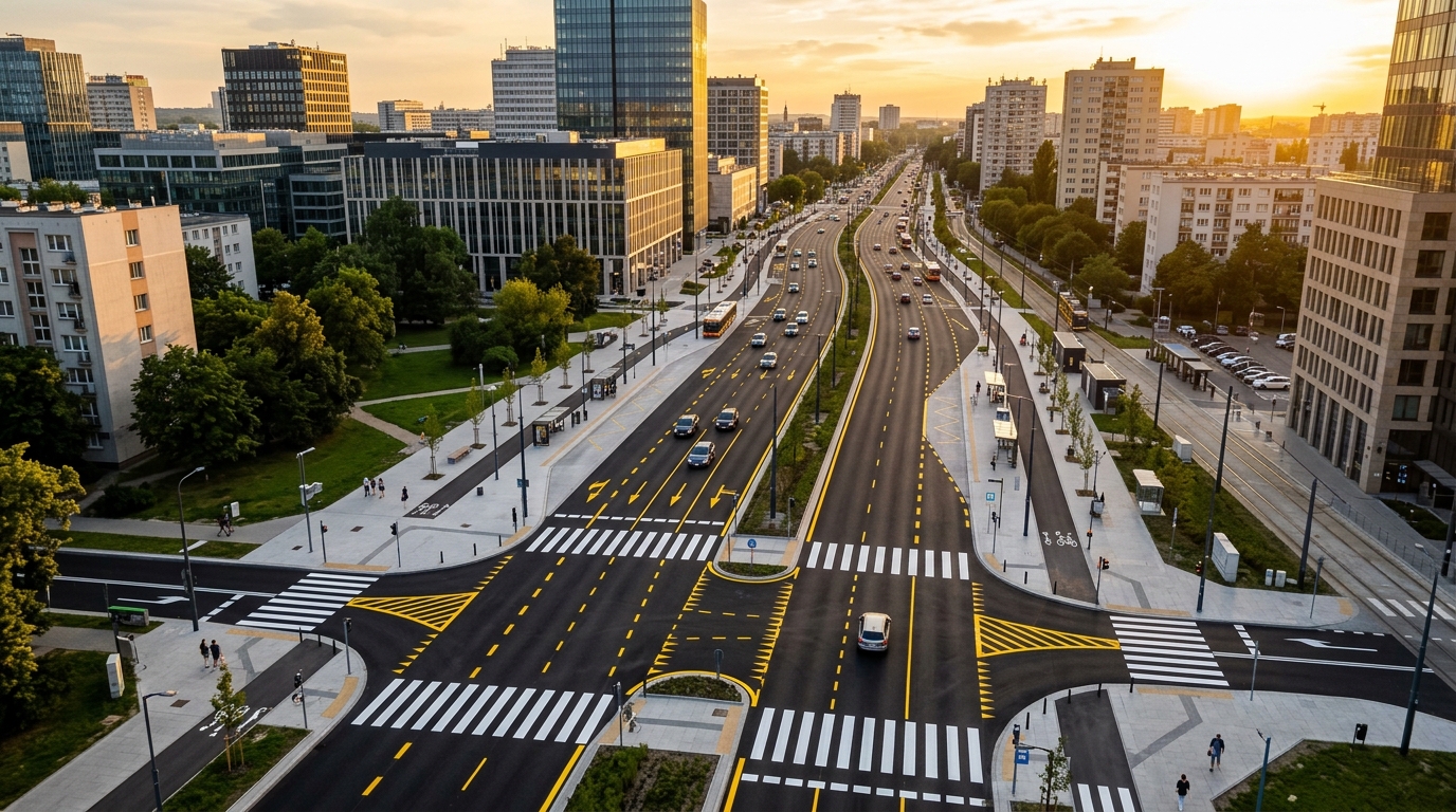 Demarcación de gran avenida urbana